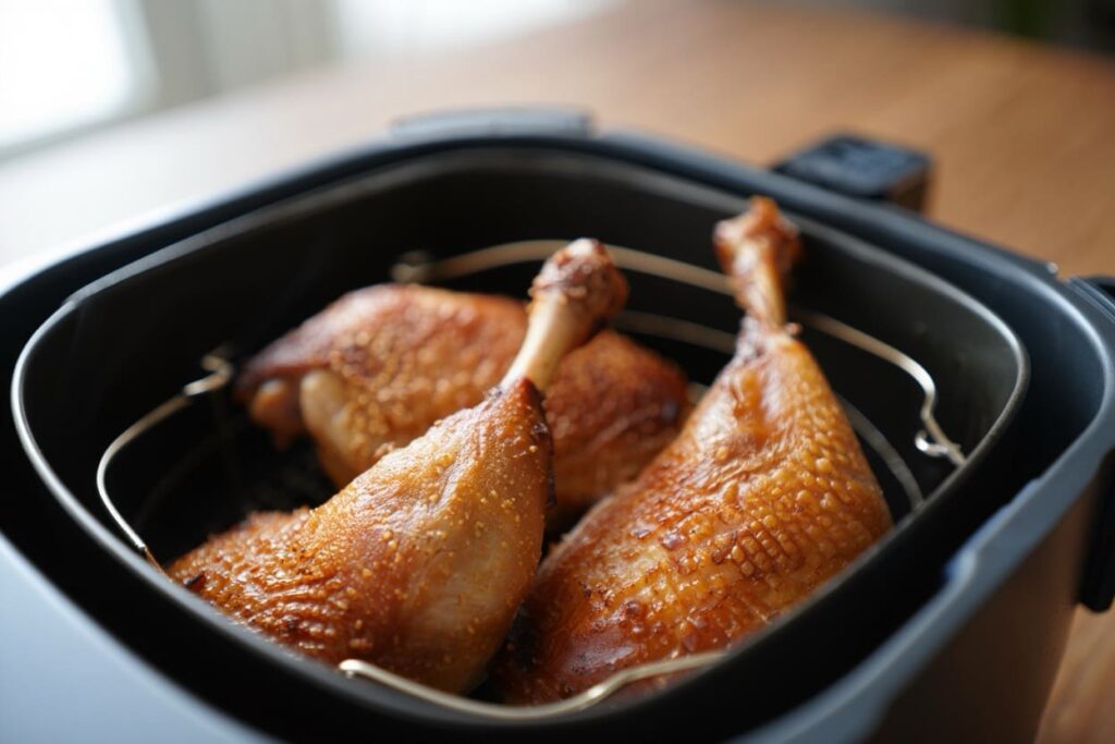 cuisses de canard dans un panier de air fryer